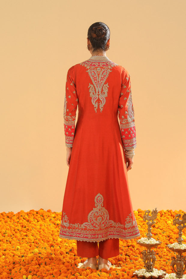 Long A-line Jacket with Pant and Dupatta