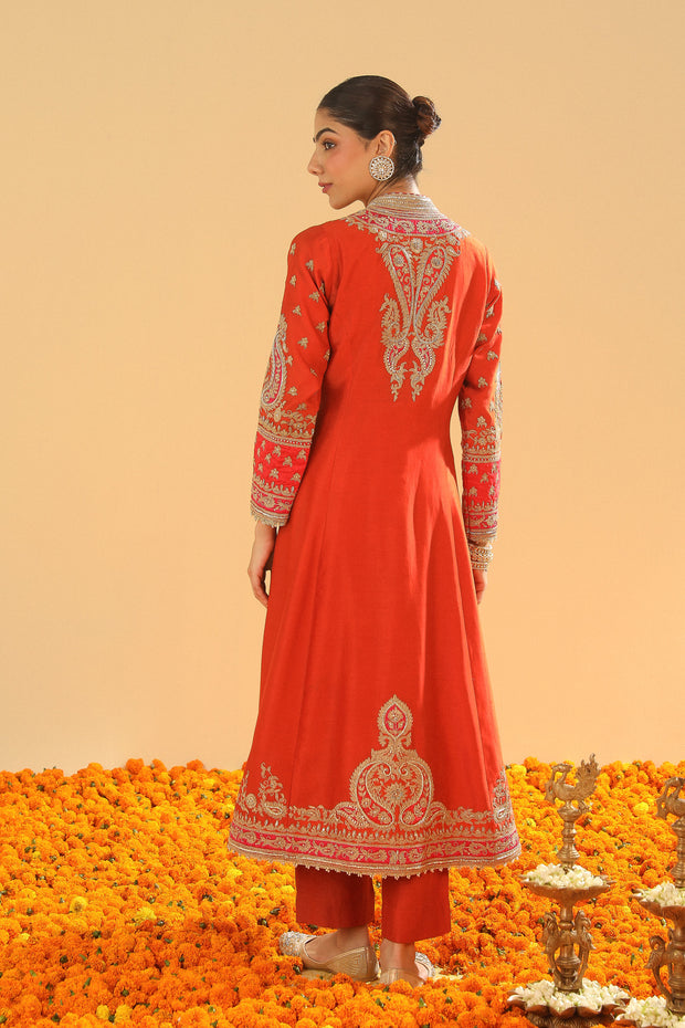 Long A-line Jacket with Pant and Dupatta