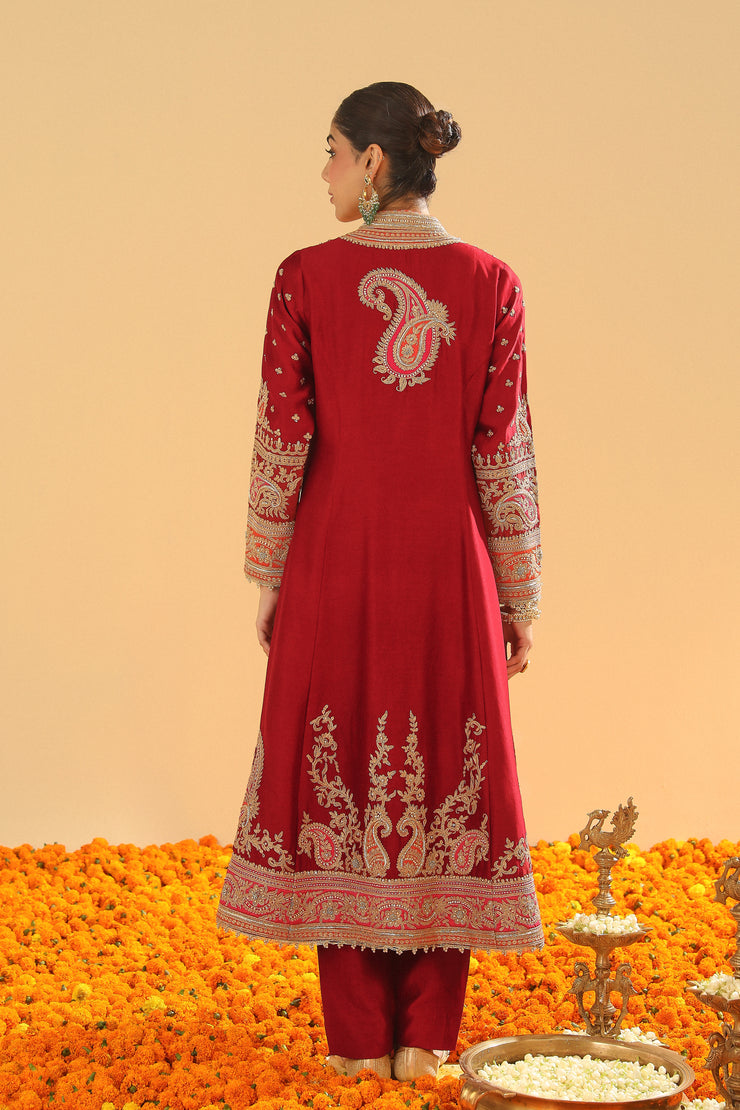 Long A-line Jacket with Pant and Dupatta