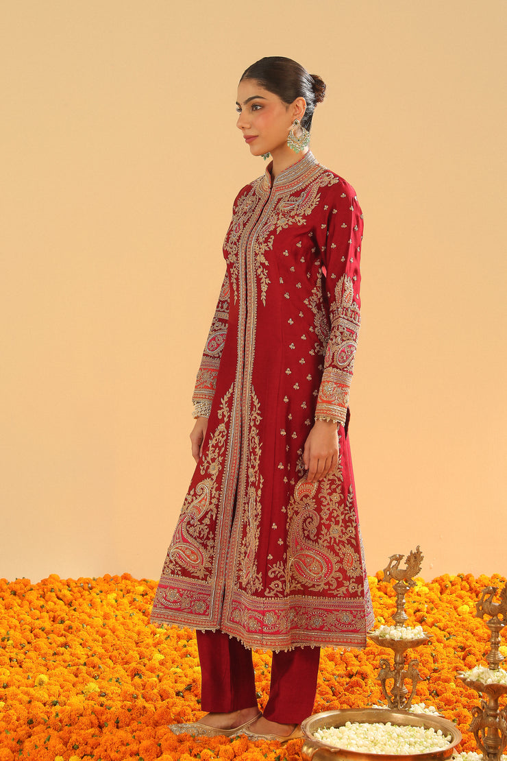 Long A-line Jacket with Pant and Dupatta