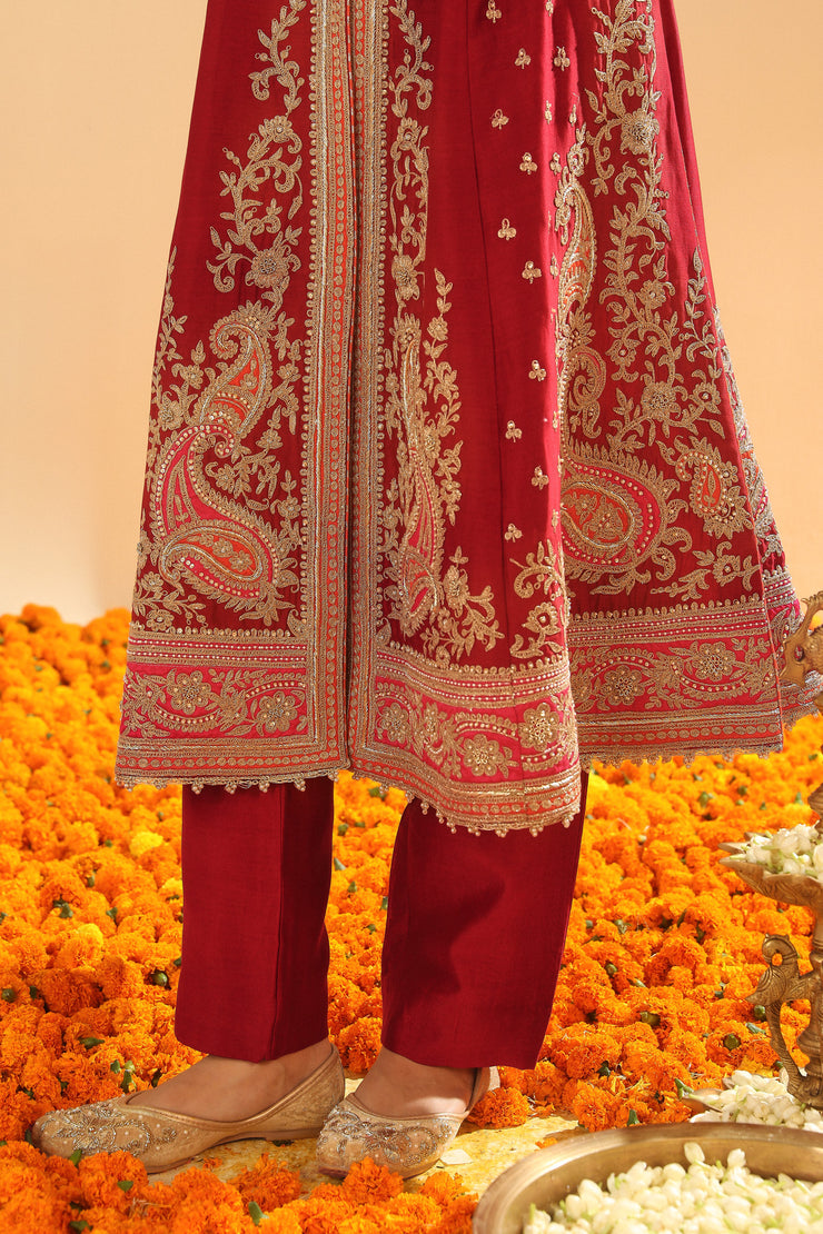 Long A-line Jacket with Pant and Dupatta