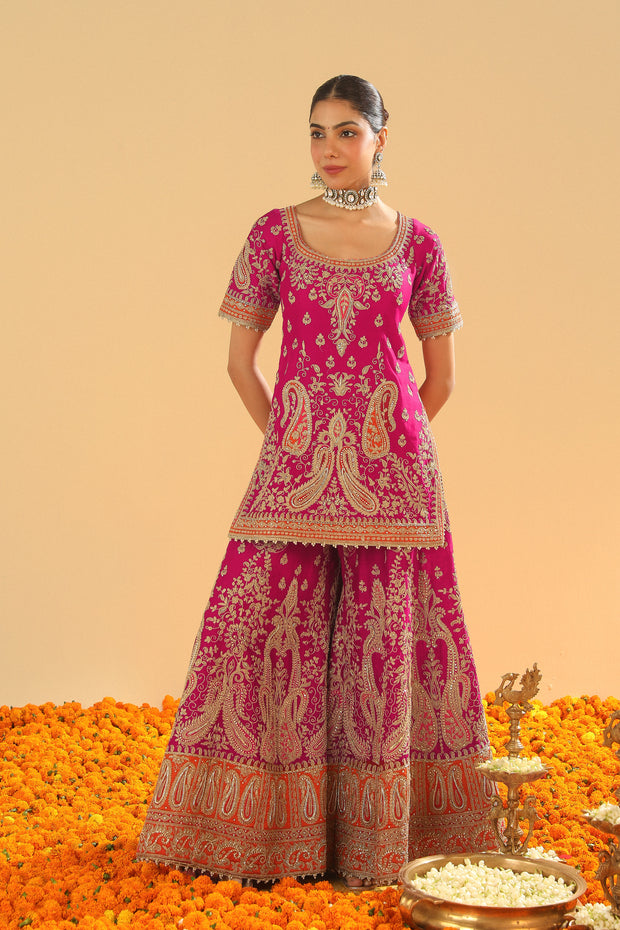 Short Kurta with Sharara and Dupatta