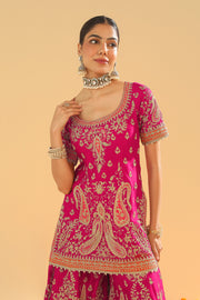 Short Kurta with Sharara and Dupatta