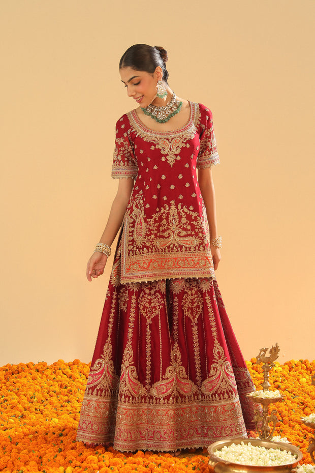 Short Kurta with Sharara and Dupatta