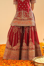 Short Kurta with Sharara and Dupatta