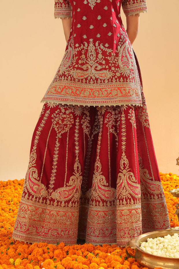 Short Kurta with Sharara and Dupatta