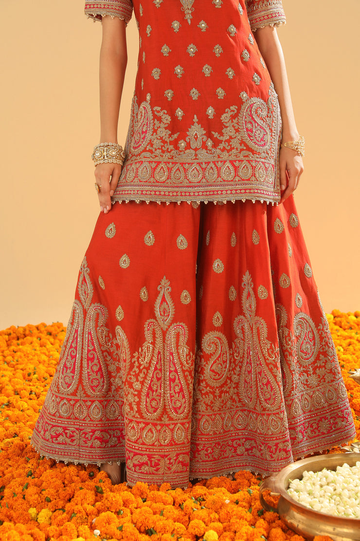 Short Kurta with Sharara and Dupatta