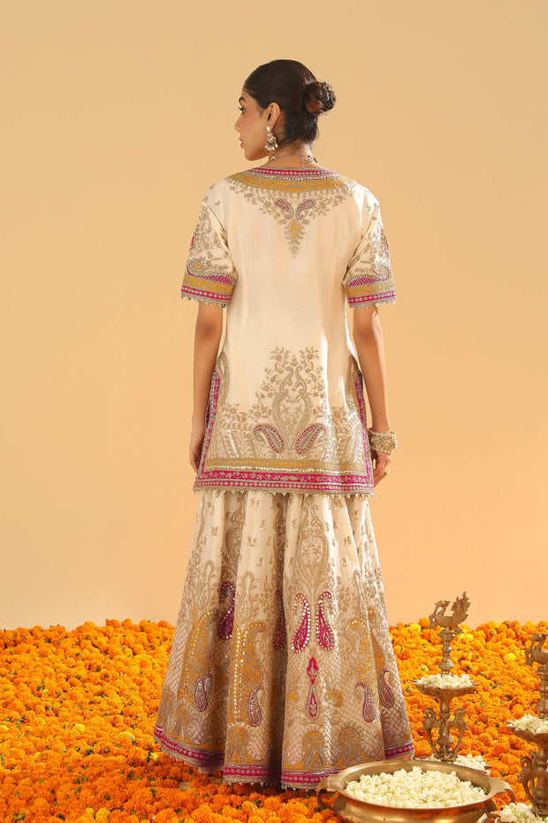 Short Kurta with Sharara and Dupatta