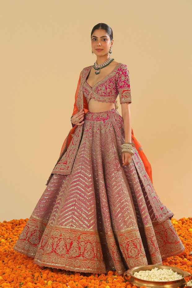 Blouse with Lehenga with Dupatta