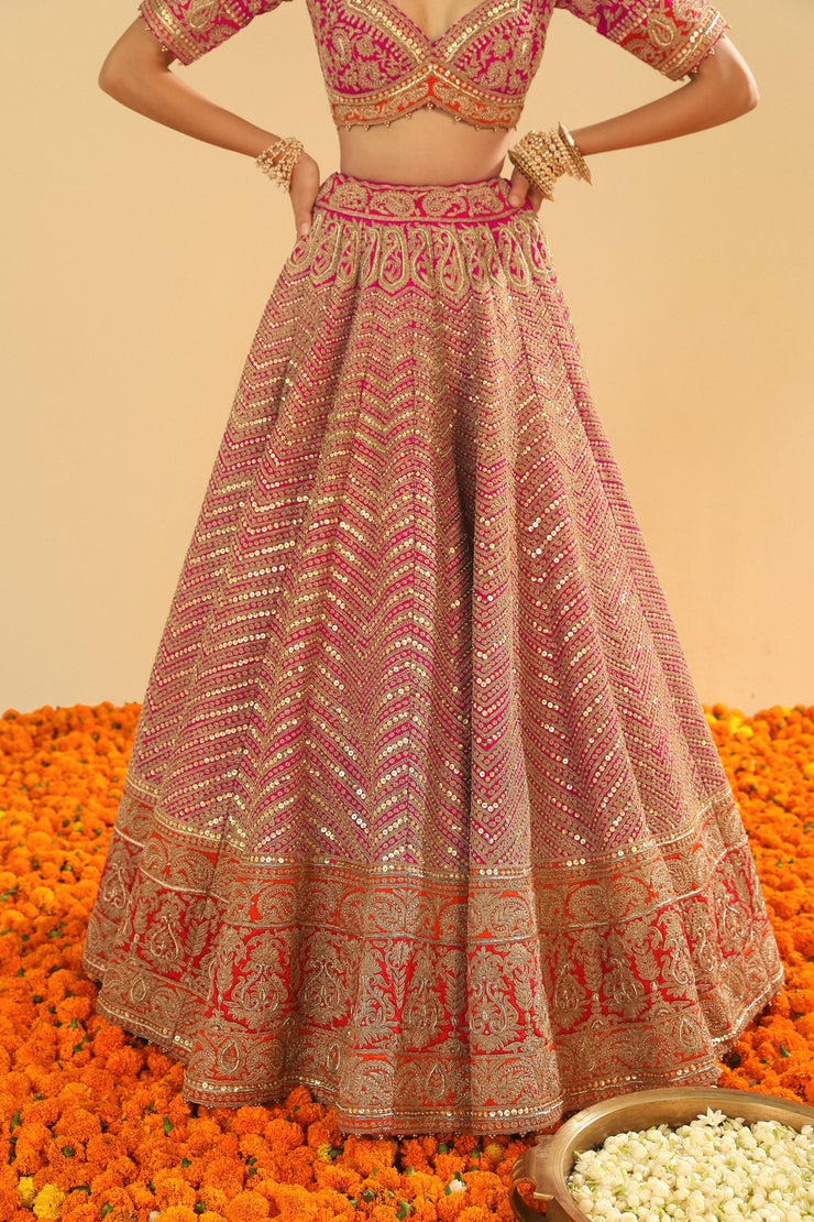 Blouse with Lehenga with Dupatta