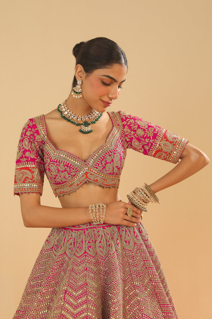 Blouse with Lehenga with Dupatta