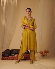 Yellow V-neck Tunic Set