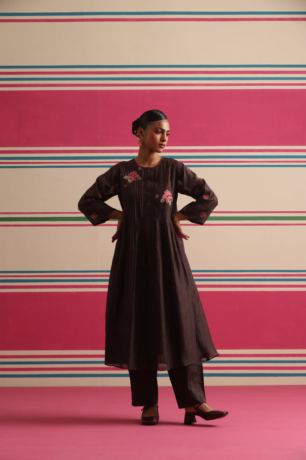 Silent Dawn Kurta Pant Set - Brown