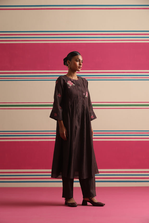 Silent Dawn Kurta Pant Set - Brown