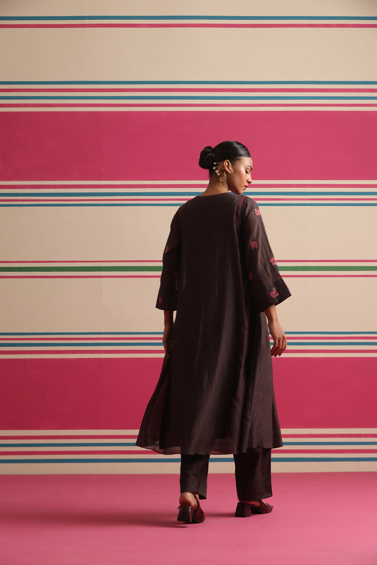 Silent Dawn Kurta Pant Set - Brown