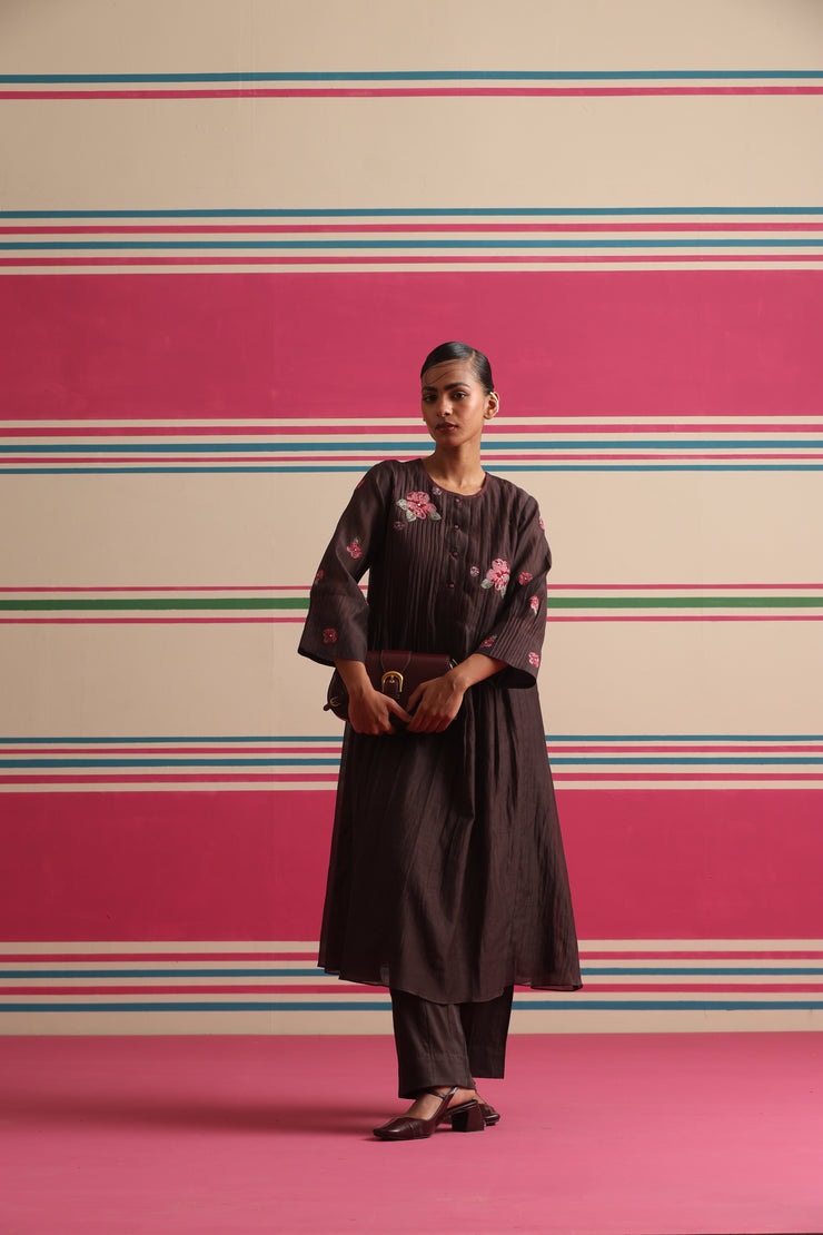 Silent Dawn Kurta Pant Set - Brown