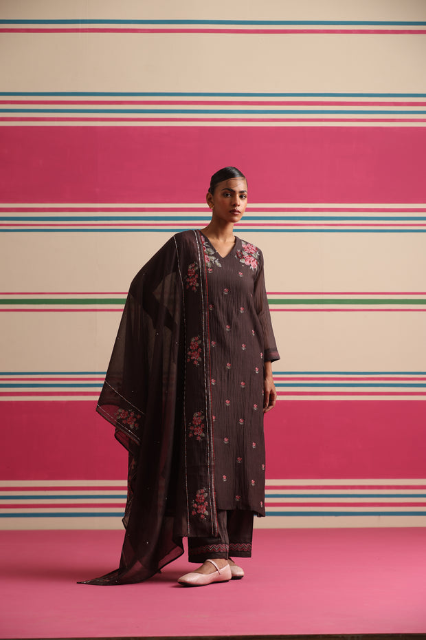 Honey Veil Suit Set - Brown