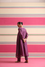 Moon Petal Kurta Pant Set - Purple