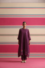 Moon Petal Kurta Pant Set - Purple