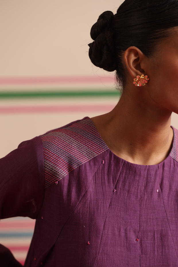 Moon Petal Kurta Pant Set - Purple