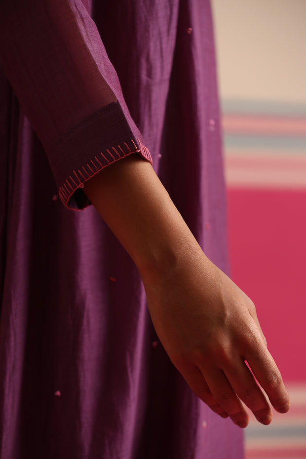 Moon Petal Kurta Pant Set - Purple