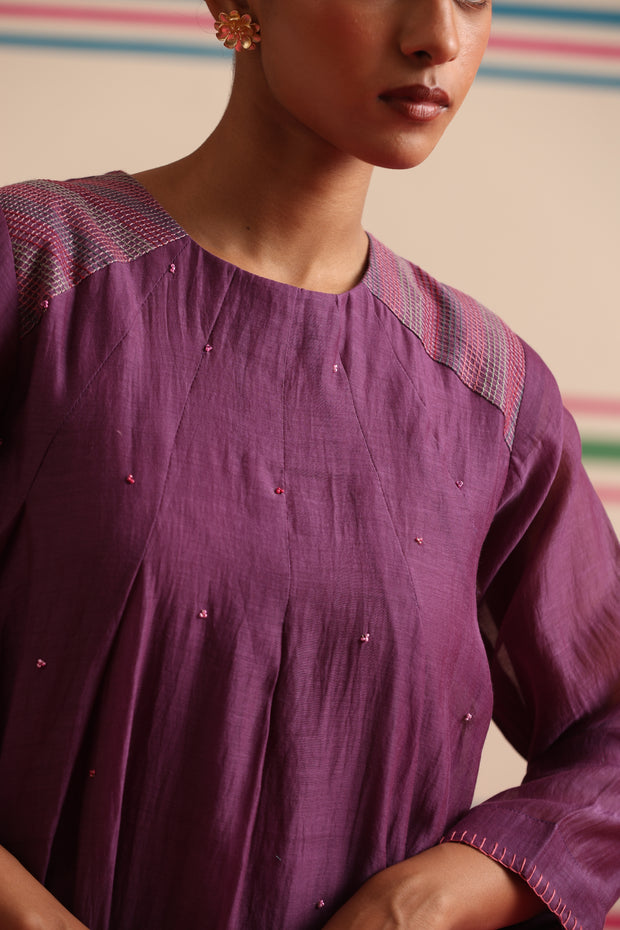 Moon Petal Kurta Pant Set - Purple