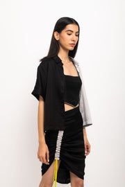 Black-Grey Skirt Rouching Set