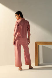 Linen Coord Set with Pants in Rose
