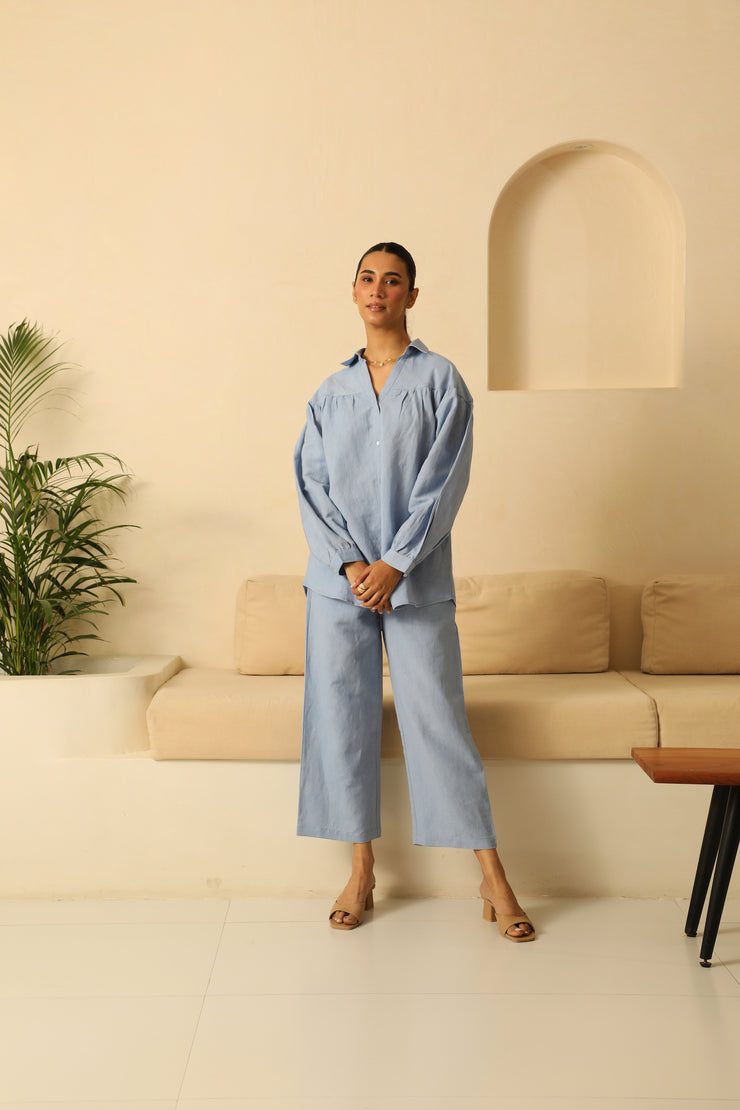 Linen Co-ord Set in Powder Blue