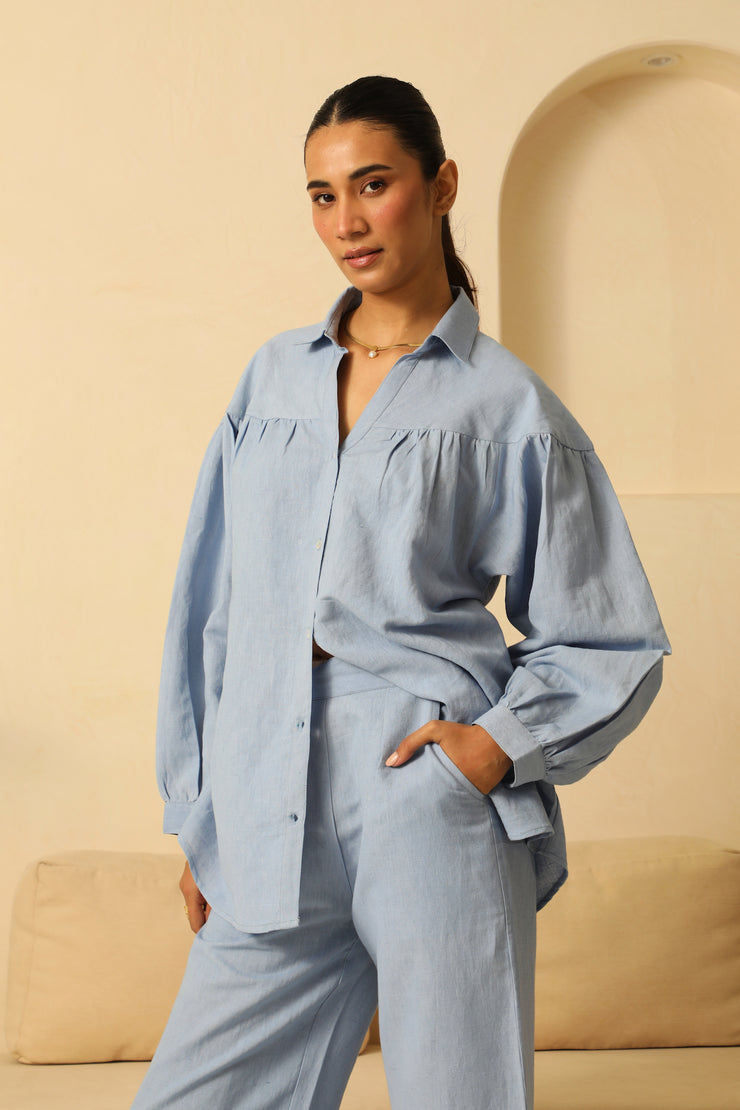 Linen Co-ord Set in Powder Blue