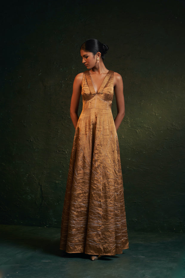 Midas Gold Tissue Long Dress- Set of 1