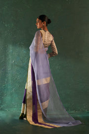 Midas Purple Saree with Tissue Blouse- set of 2