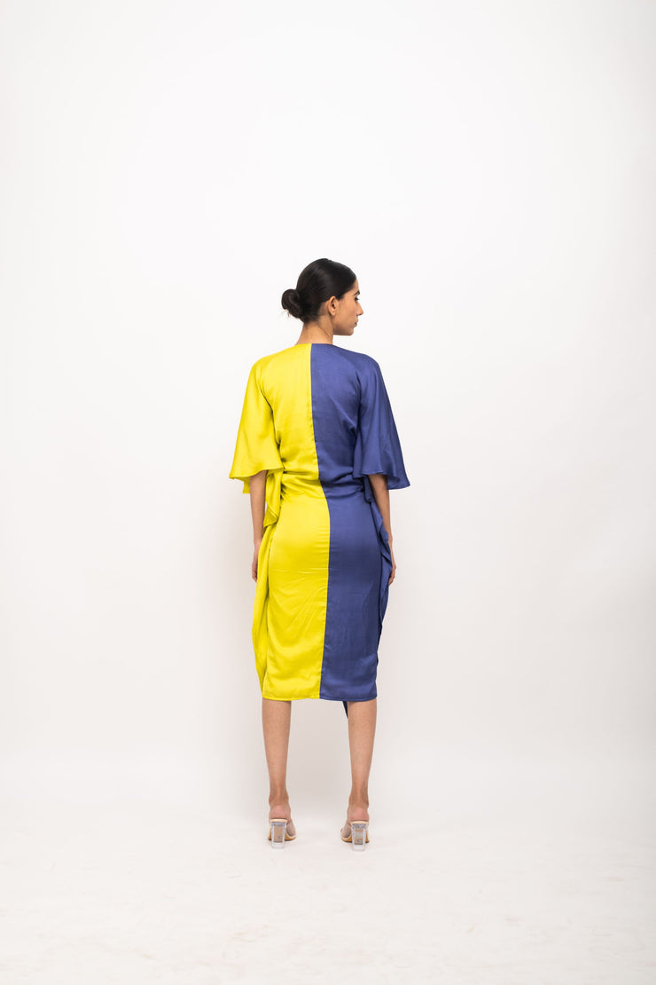 Blue-Neon Kaftan Bodycon Dress