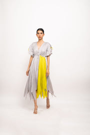 Grey-Neon Angrakha Dress