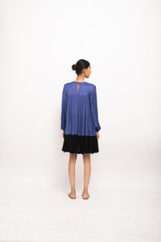 Blue-Black Gather Short Dress