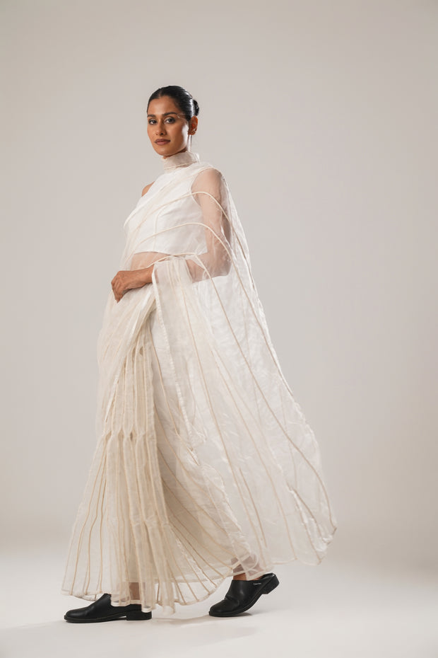 luxury with our white silk organza Saree