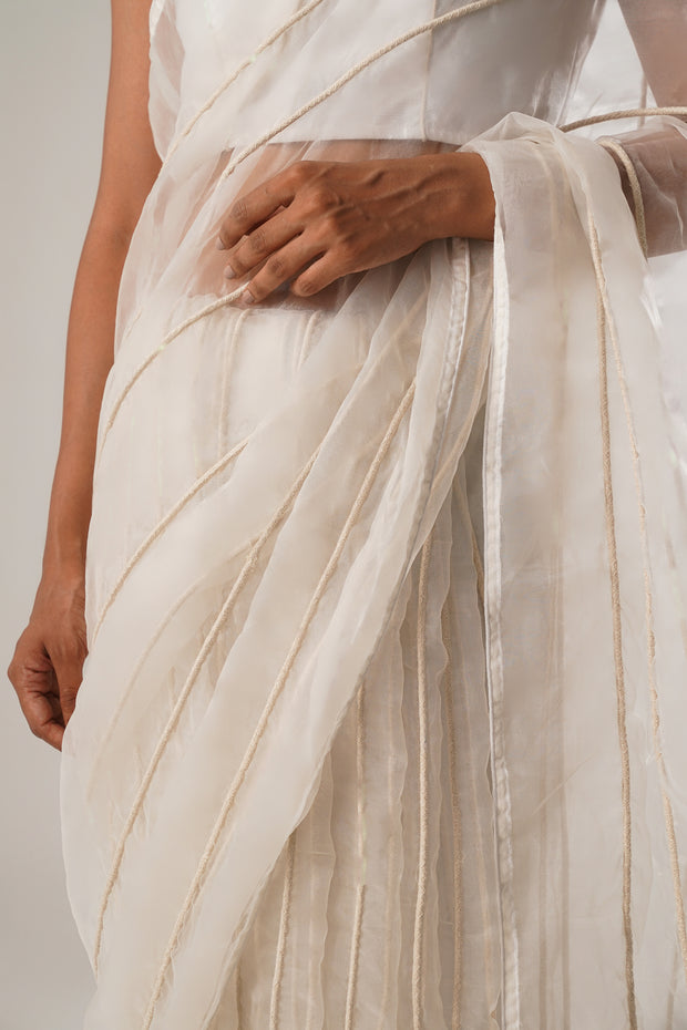 luxury with our white silk organza Saree