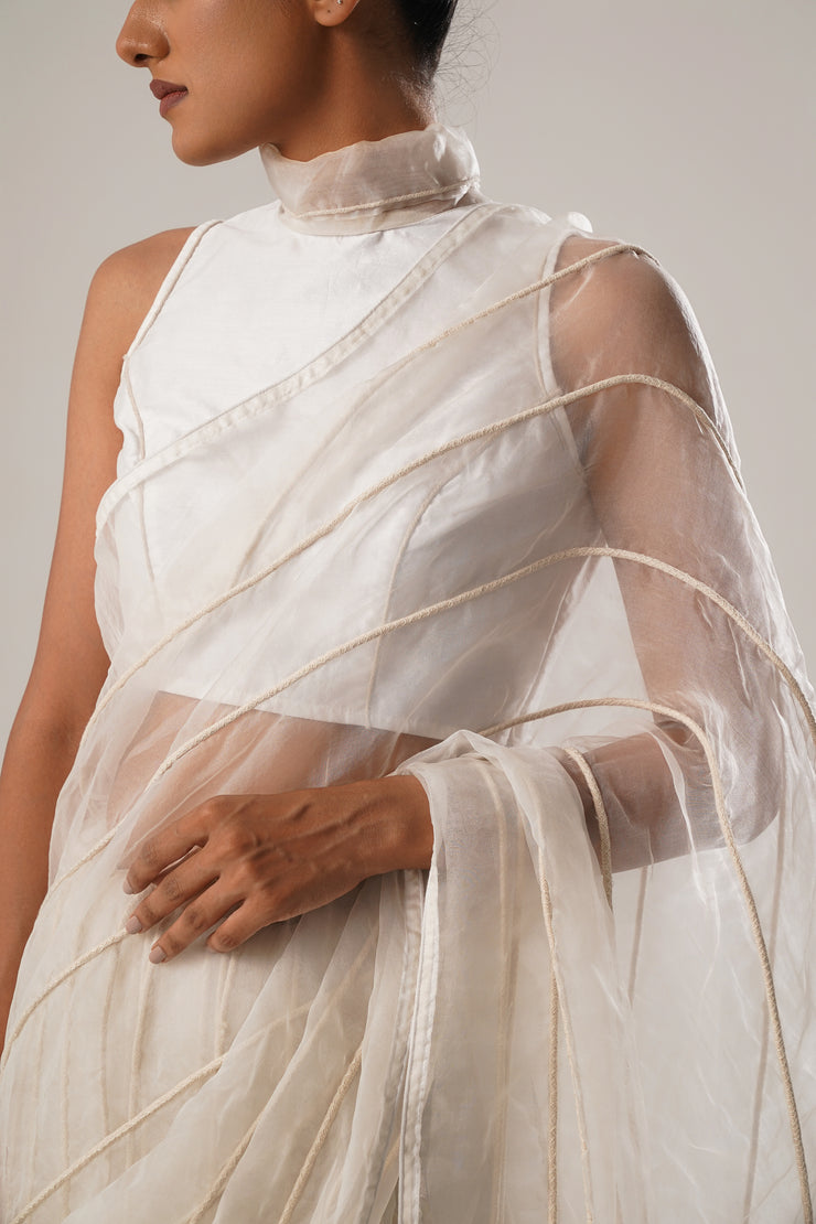 luxury with our white silk organza Saree