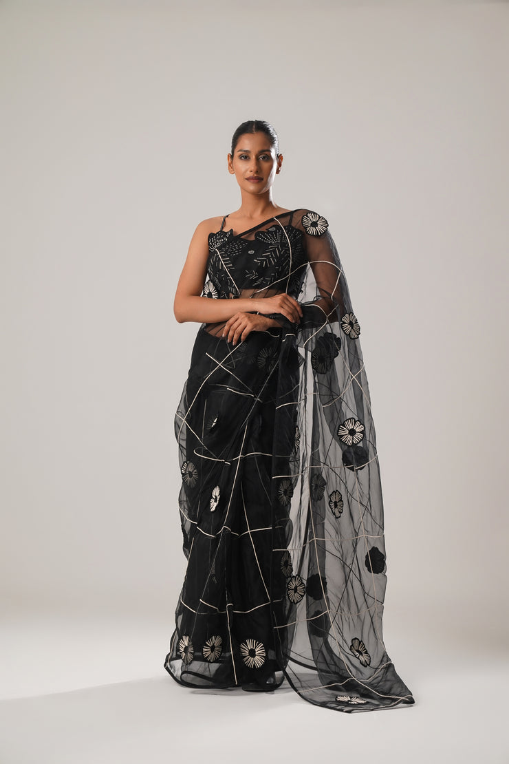 Black Floral Saree