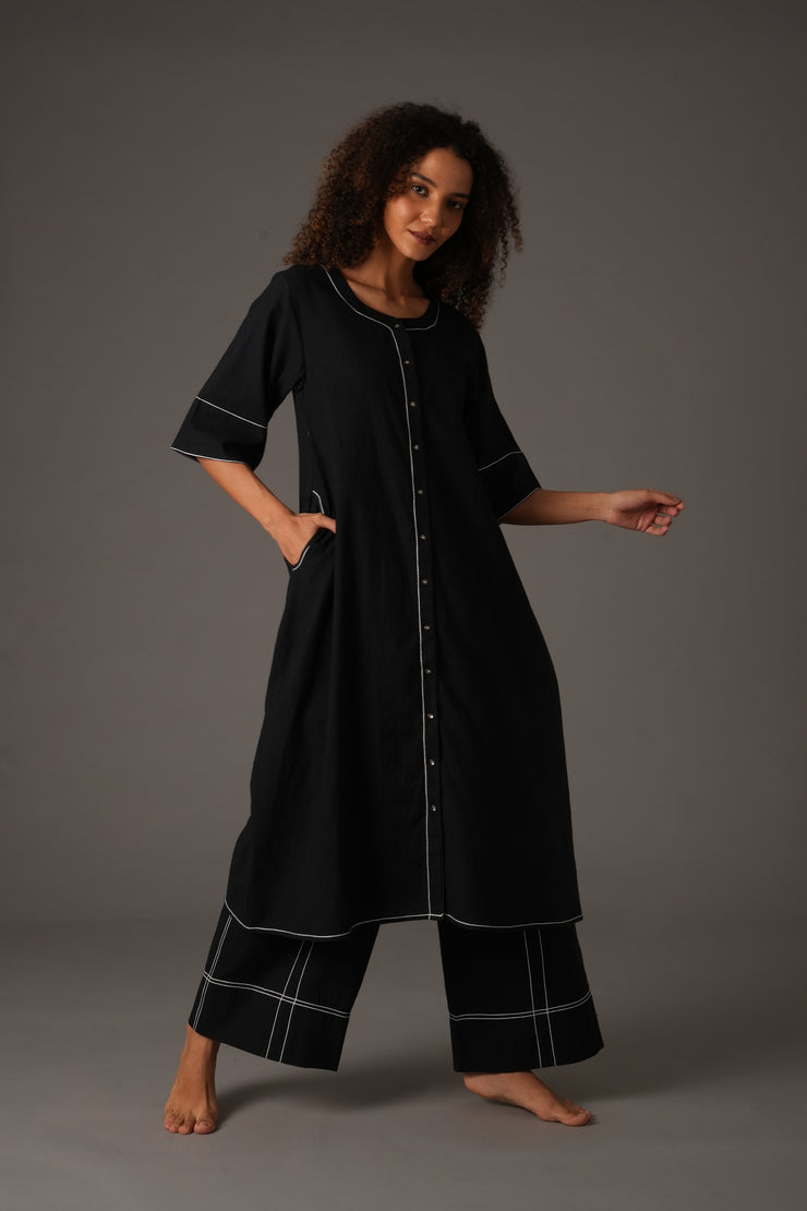 Black Embroidery  Dress Co-ord