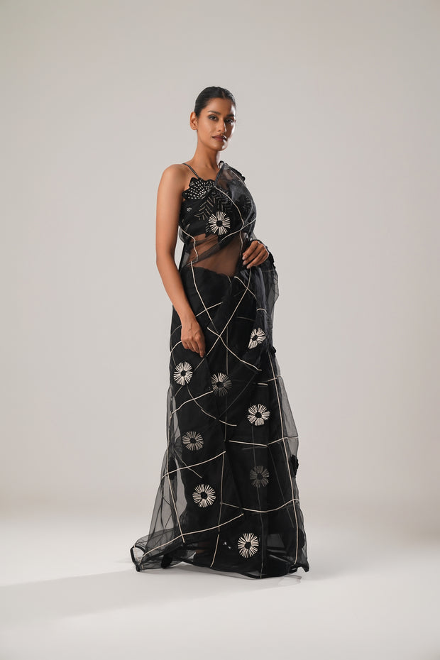 Black Floral Saree