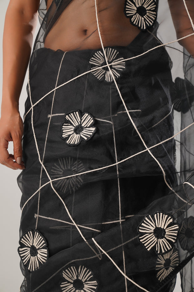 Black Floral Saree