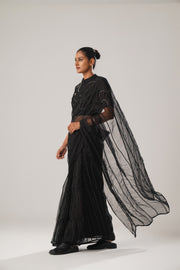 luxury with our black silk organza Saree