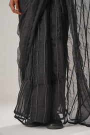 luxury with our black silk organza Saree