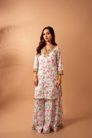 Linen digital print kali sharara set