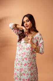 Linen digital print kali sharara set