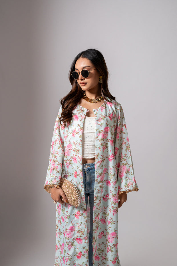 Linen digital print summer jacket