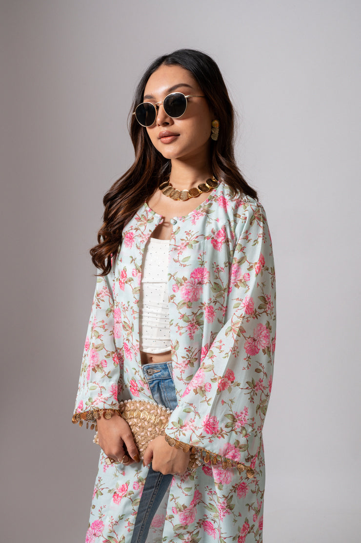 Linen digital print summer jacket