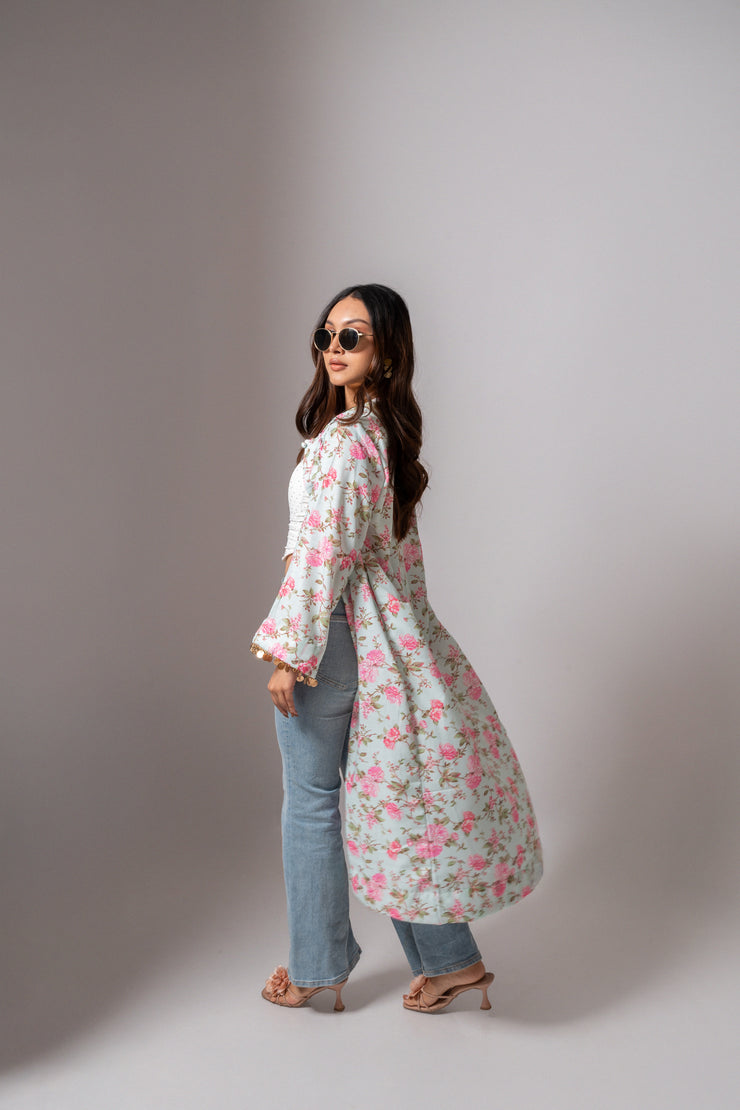 Linen digital print summer jacket