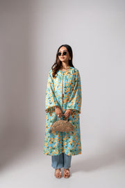 Linen digital print Aqua summer jacket